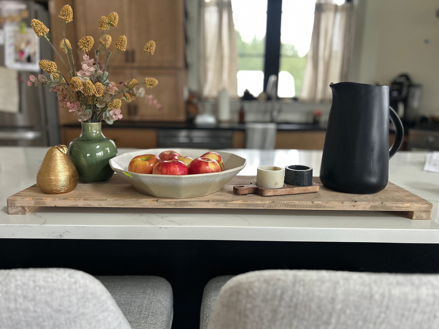 Handmade Rustic Pine Countertop Tray, Kitchen Island Decor (36x9.25)