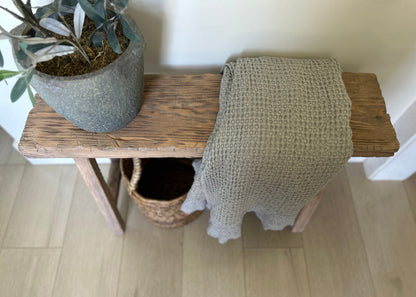 Handcrafted Weathered Wood Bench, Primitive Antique Style, 30x20x7.25