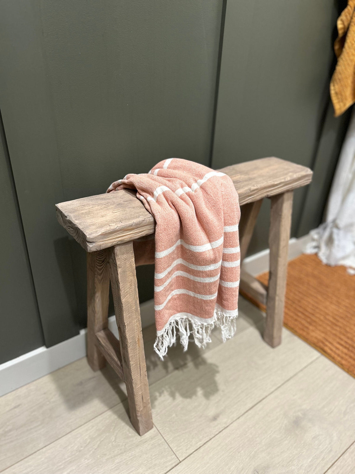 Wood Skinny Bench, Bathroom wood stool, Primitive Noodle Bench, Narrow rustic bench, Handcrafted slim bench, 24 inches