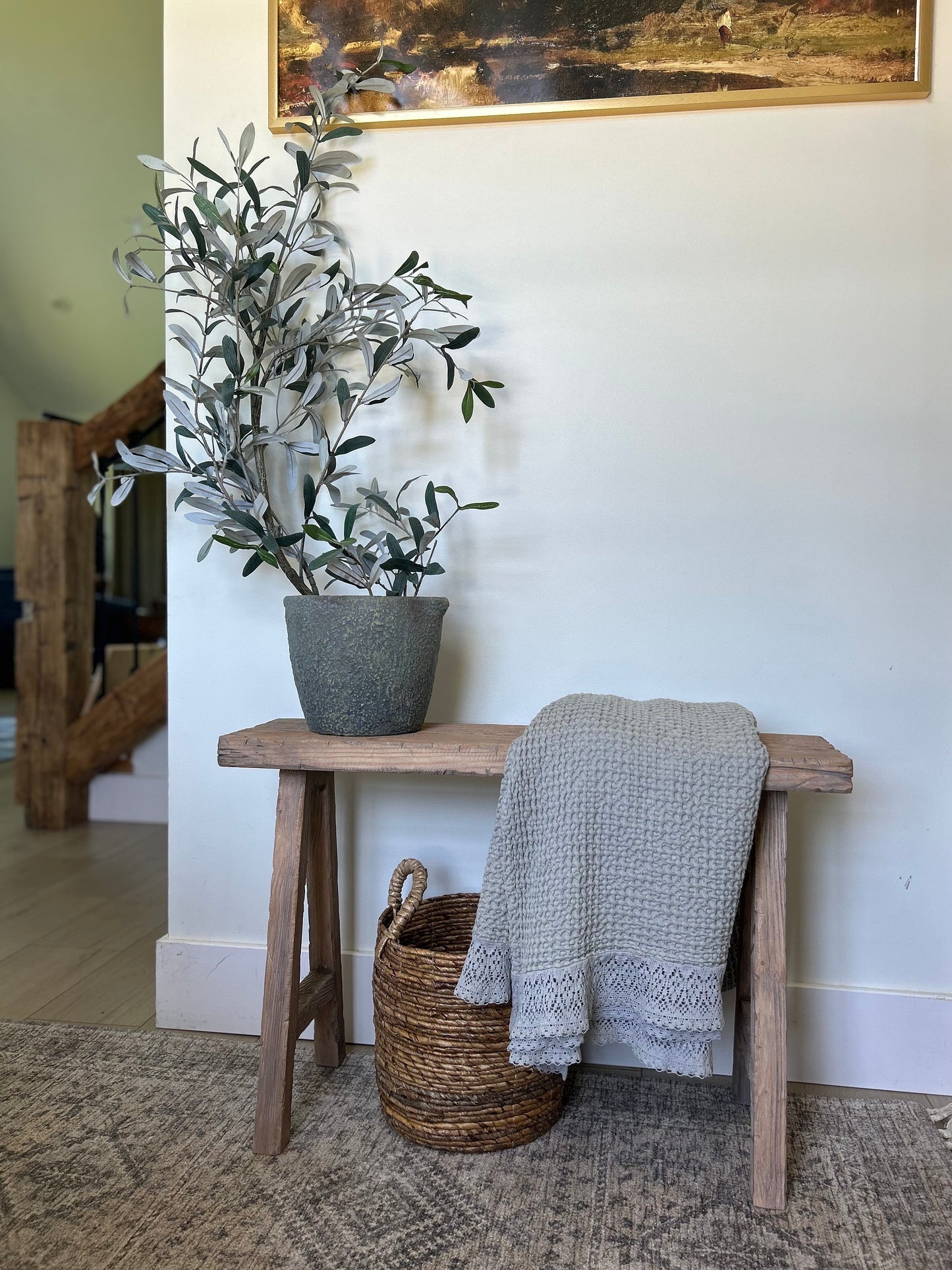 Handcrafted Primitive Wood Bench, Rustic Weathered Noodle Bench (30x20x7.25)