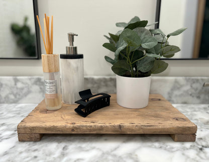 Countertop tray, rustic trivet riser, plant stand, kitchen decor stand, bathroom counter tray, distressed wood tray, housewarming gift