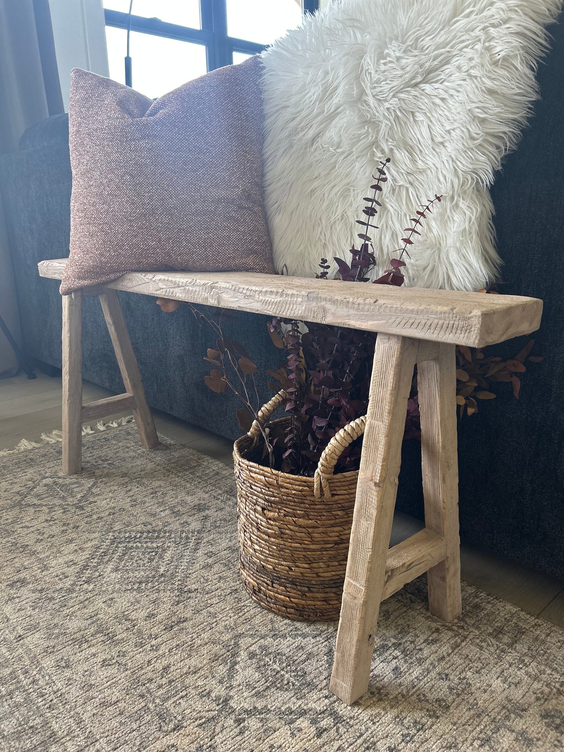 Narrow Entryway Bench, Skinny Wooden Bench, Rustic Farmhouse Bench, Behind Couch Bench, End of Bed Bench, Small Space Furniture, Handmade