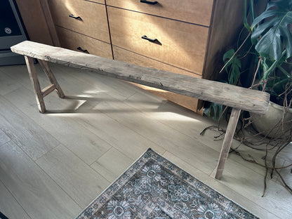 Handcrafted Weathered Wood Skinny Bench, Rustic Primitive Antique Style, 60 inches