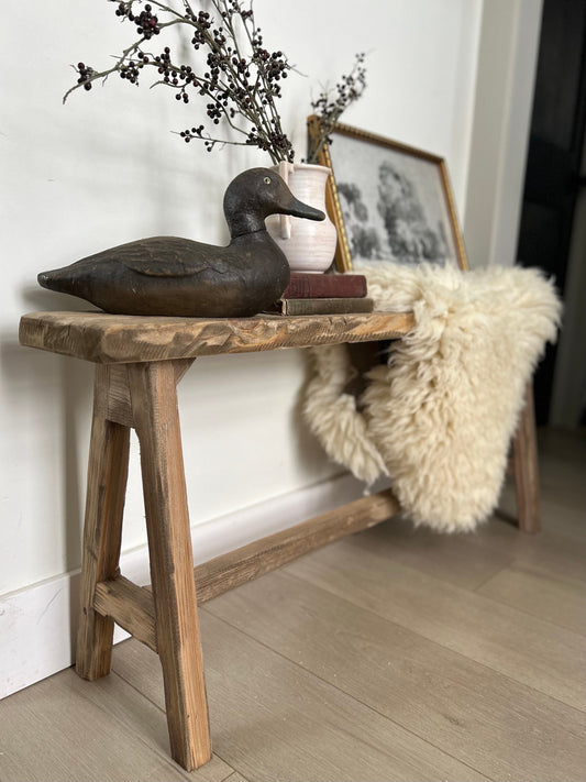 Handcrafted Primitive Skinny Bench, Weathered Wood, Rustic Entryway Decor, Vintage Inspired Rustic Bench, Accent Bench, Farmhouse home decor
