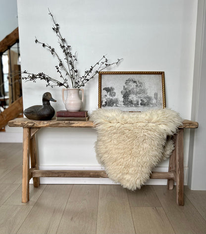 Handcrafted Primitive Skinny Bench, Weathered Wood, Rustic Entryway Decor (46x20x7.25)