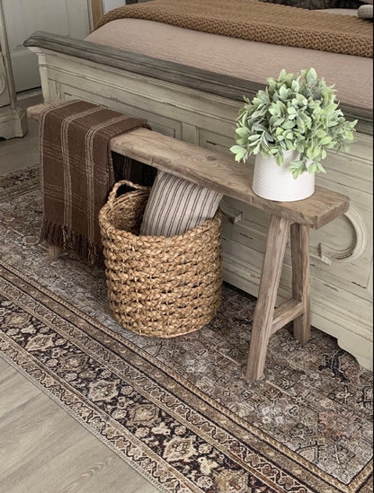 Handcrafted Weathered Wood Skinny Bench, Rustic Primitive Noodle Bench, 46 inches
