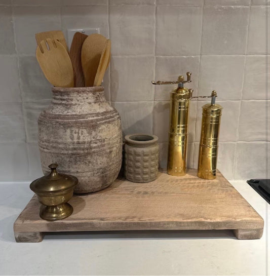 Countertop tray, rustic trivet riser, plant stand, kitchen decor stand, bathroom counter tray, distressed wood tray, housewarming gift, 16"