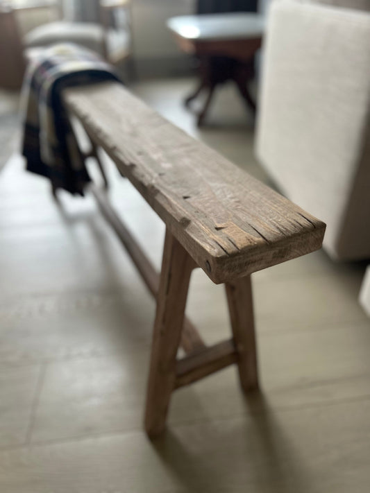 Handcrafted Primitive Skinny Bench, Weathered Noodle Bench (55x5.5)