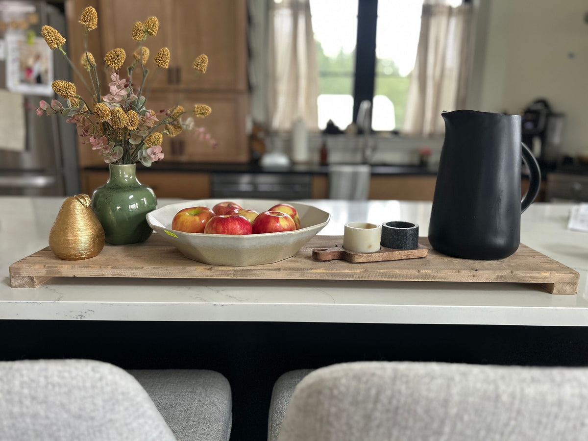 Decorative Countertop tray, Rustic kitchen island decor, Distressed wood tray, Serving board, Housewarming gift, Rustic wood counter tray
