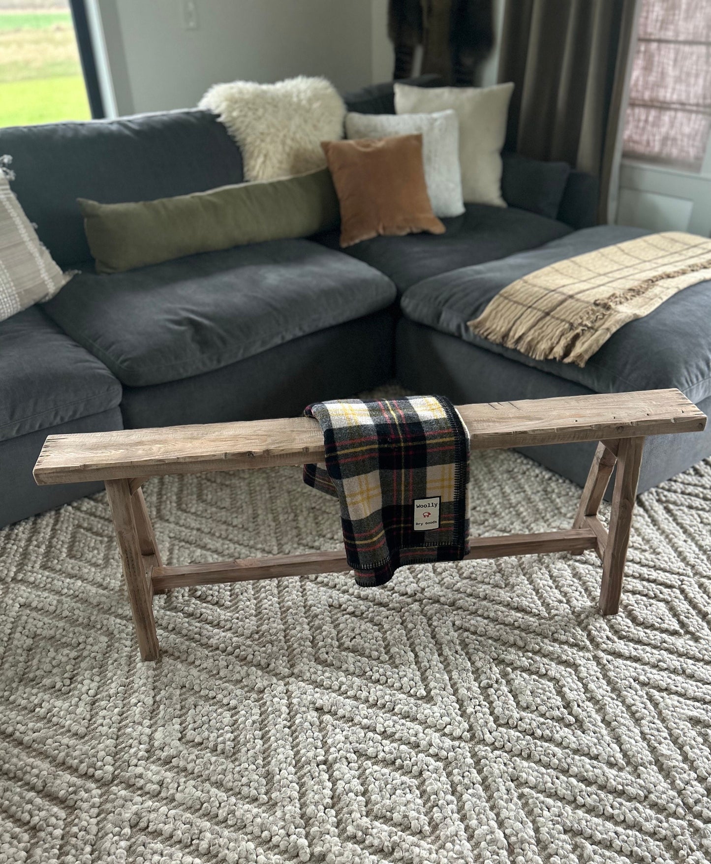 Handcrafted Weathered Wood Skinny Bench, Rustic Primitive Decor (55x20x5.5)