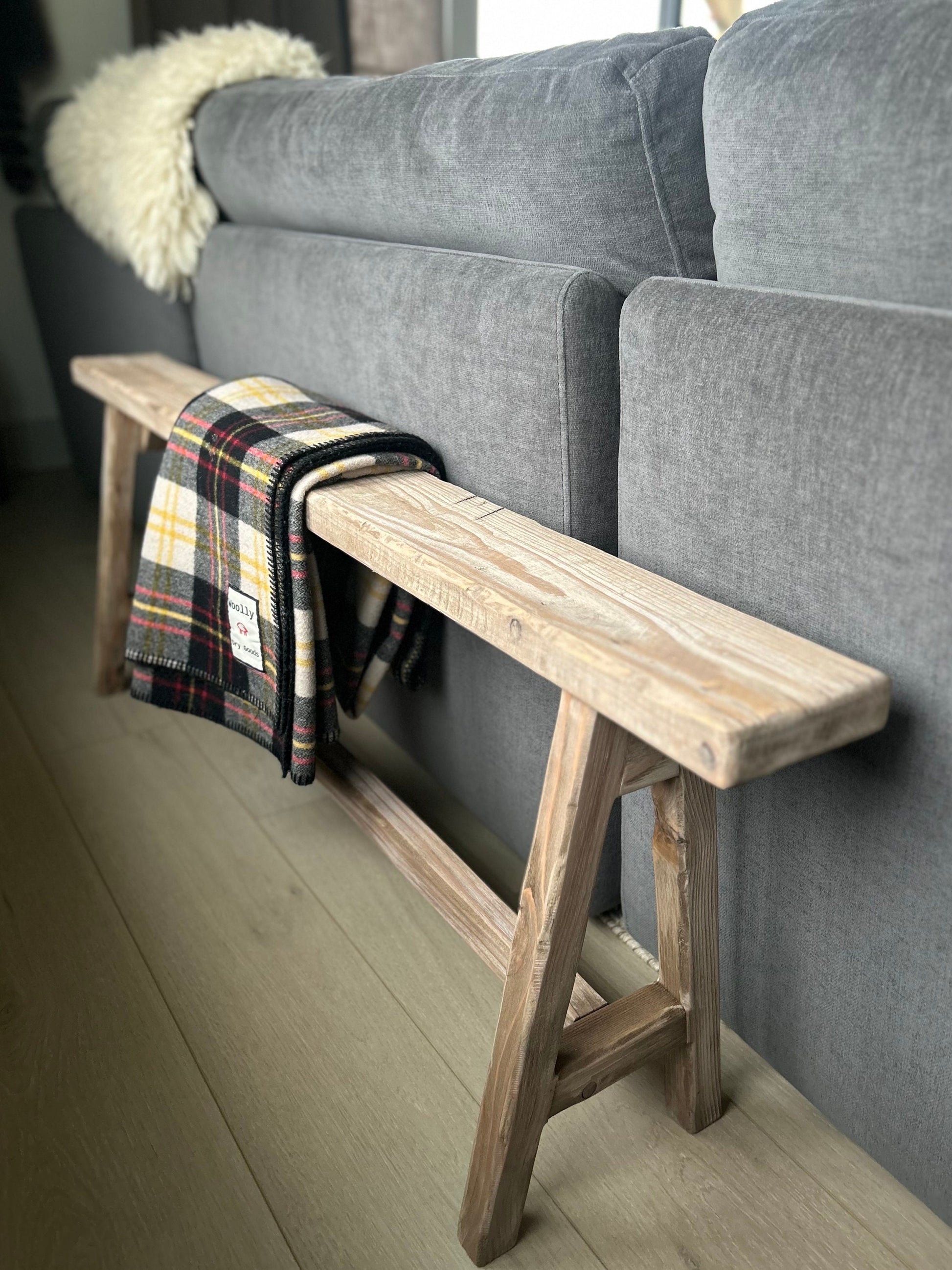 Handcrafted Weathered Wood Skinny Bench, Rustic Primitive Decor (55x20x5.5)