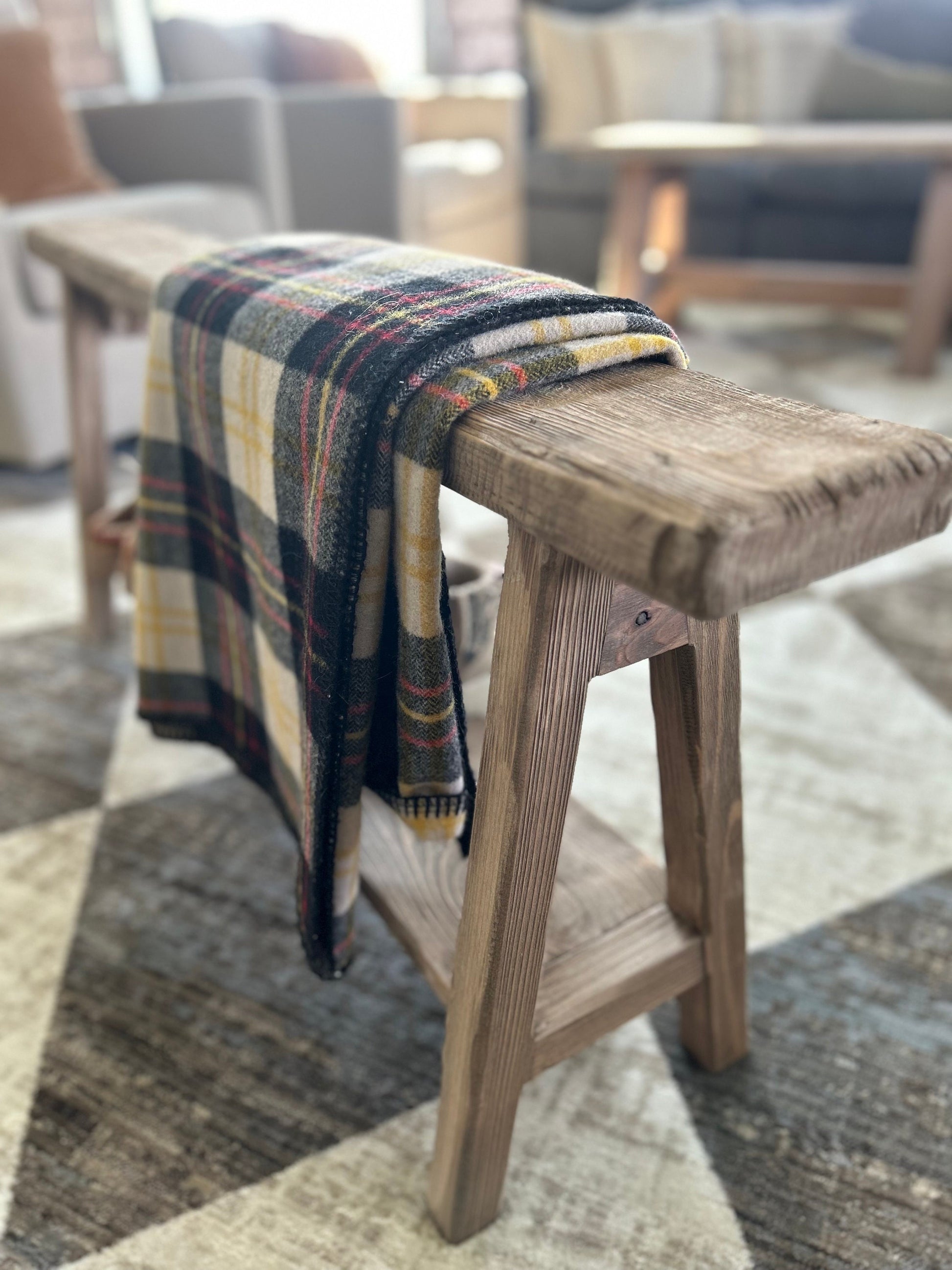 Handcrafted Primitive Skinny Bench, Shoe Storage, Weathered Wood
