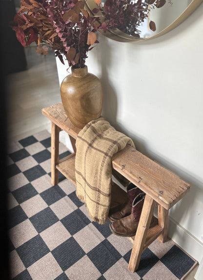 Handcrafted Weathered Wood Skinny Bench with Shoe Shelf
