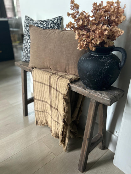 Dark Walnut Skinny Bench, Rustic Weathered Wood, Primitive Antique Style, 36 inch