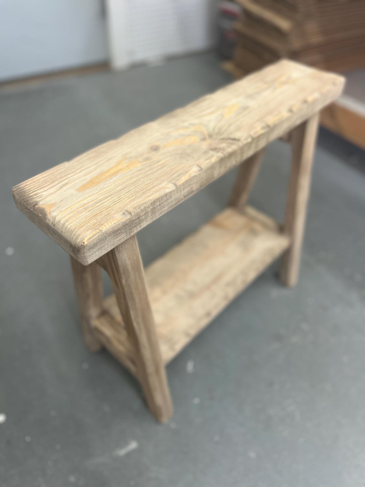 Handcrafted Primitive Skinny Bench with Shoe Storage Shelf