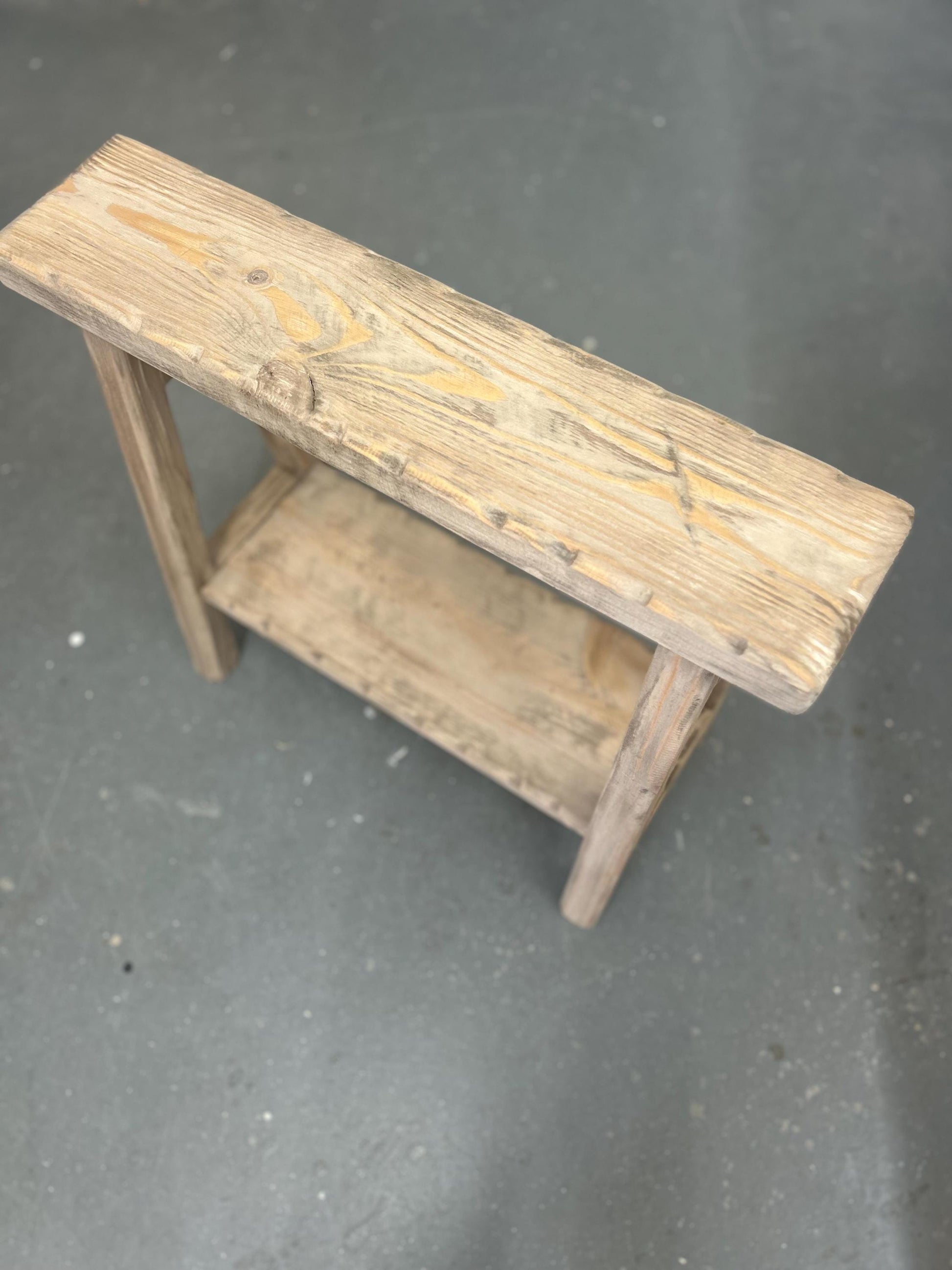 Handcrafted Primitive Skinny Bench with Shoe Storage Shelf