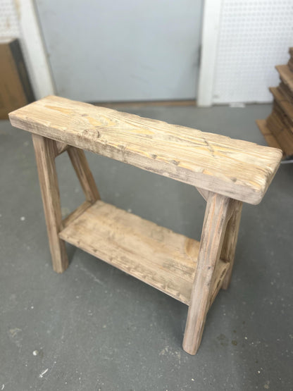 Handcrafted Primitive Skinny Bench with Shoe Storage Shelf