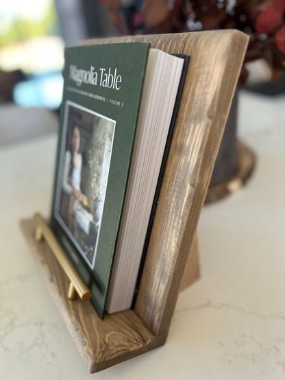 Farmhouse Cookbook Stand | Rustic Wooden Recipe Holder | Distressed Wood Cookbook Display | Kitchen Counter Recipe Stand