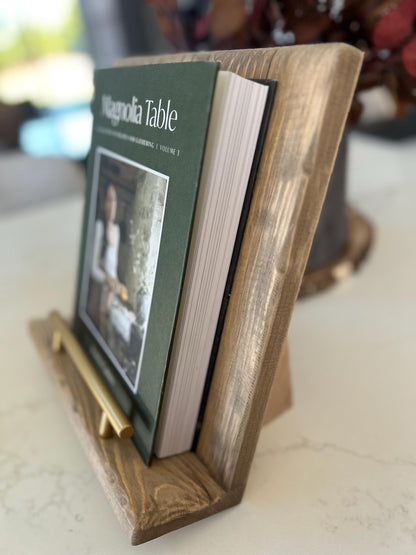 Rustic Distressed Cookbook Stand | Farmhouse Wooden Recipe Holder | Kitchen Counter Cookbook Display | Handmade Recipe Book Stand