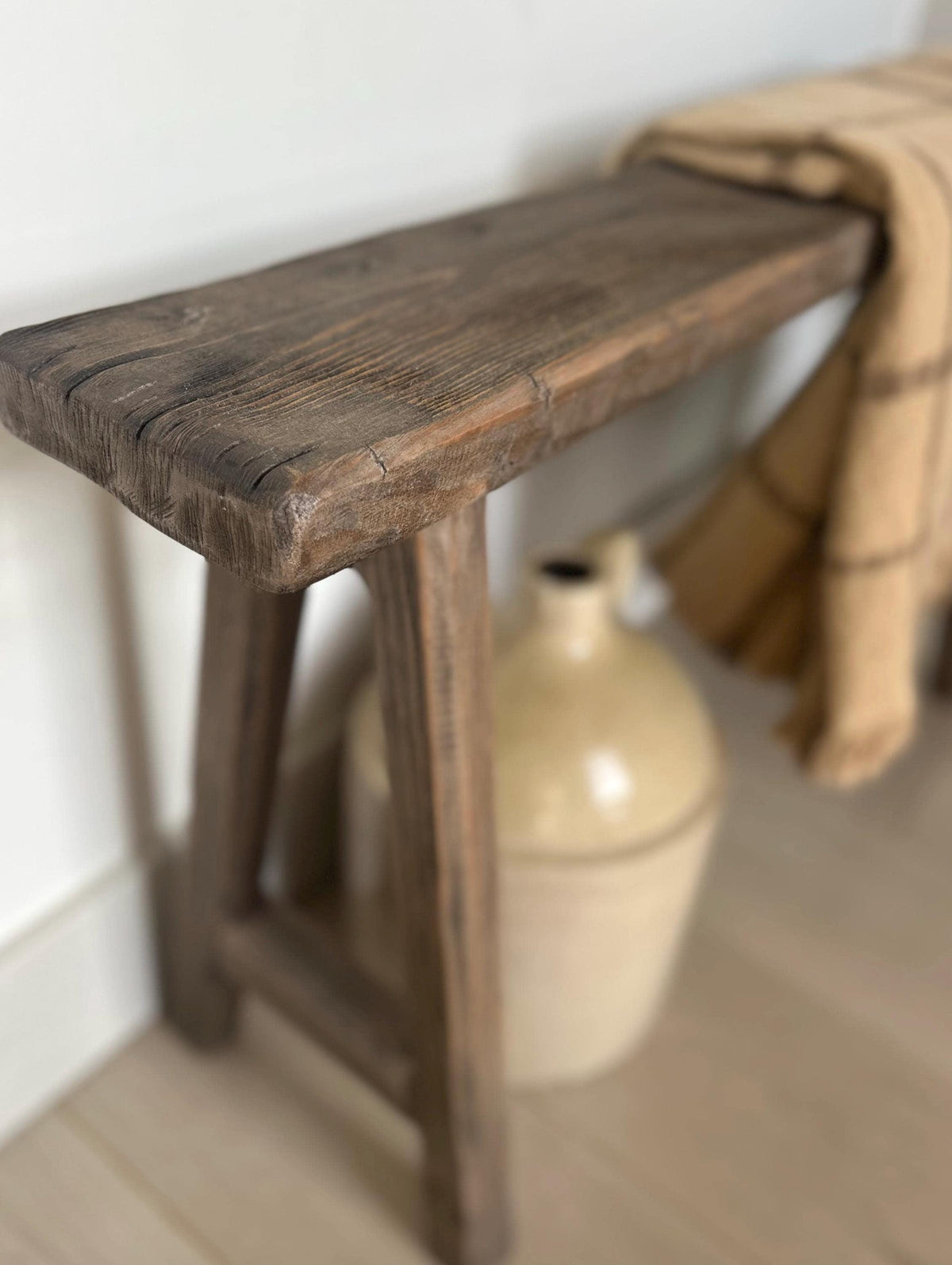Dark Walnut Bench, 36x6, Vintage Inspired Skinny Bench, Narrow Weathered Wood Seat, Rustic Handmade Wood Bench, Distressed Wood Entry Seat