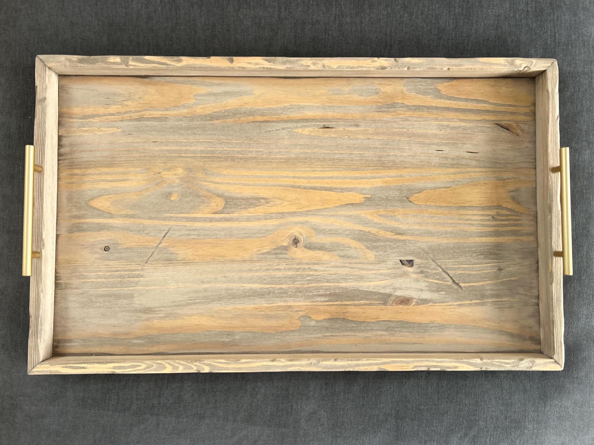 Large Ottoman Tray with Handles, Oversized Coffee Table Tray, Rustic Wooden Serving Tray, Farmhouse Decor, Living Room Tray