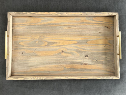 Large Ottoman Tray with Handles, Oversized Coffee Table Tray, Rustic Wooden Serving Tray, Farmhouse Decor, Living Room Tray