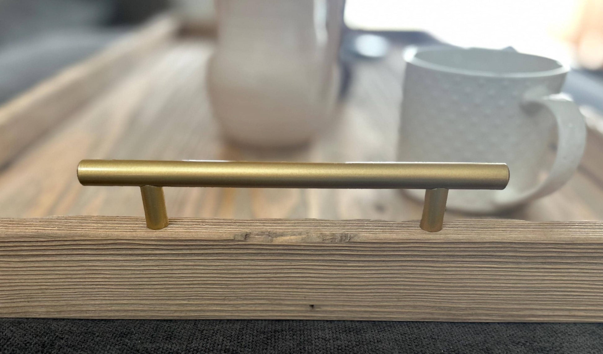 Oversized ottoman tray with gold handles, Rustic wood tray, Living room tray, Decorative serving tray, Large wooden, Housewarming gift