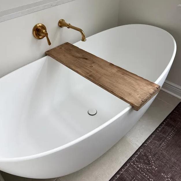 Rustic Wooden Bathtub Caddy | Handmade Pine Bath Tray | Farmhouse Tub Shelf | Vintage Style Bathroom Tray | Spa Gift Idea | Housewarming