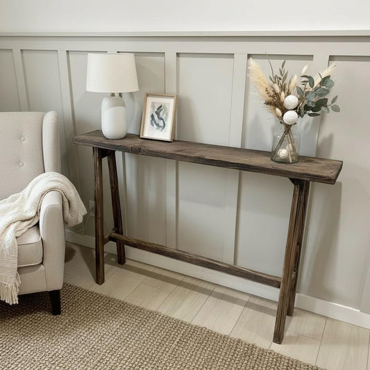 Narrow Console Table for Entryway, Skinny Sofa Table, Rustic Wooden Hallway Table, Small Space Farmhouse Furniture, Behind Couch Table