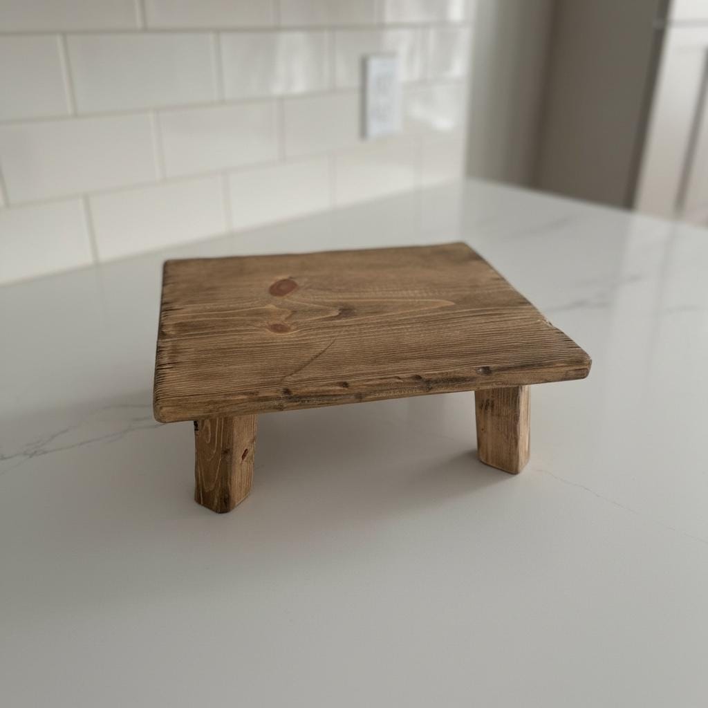 Rustic Wooden Plant Stand – Hand Distressed Pine Stand – Farmhouse Plant & Decor Riser, Elevated Wooden plant stand - 12”