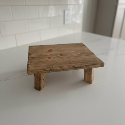 Rustic Wooden Plant Stand – Hand Distressed Pine Stand – Farmhouse Plant & Decor Riser, Elevated Wooden plant stand - 12”