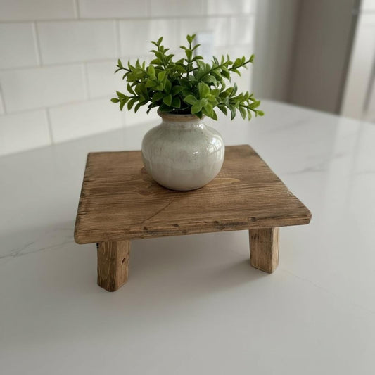 Rustic Wooden Plant Stand | Hand Distressed Pine Plant Riser | Farmhouse Indoor Plant Stand | Rustic Decor Stand | Handmade Wood Pedestal