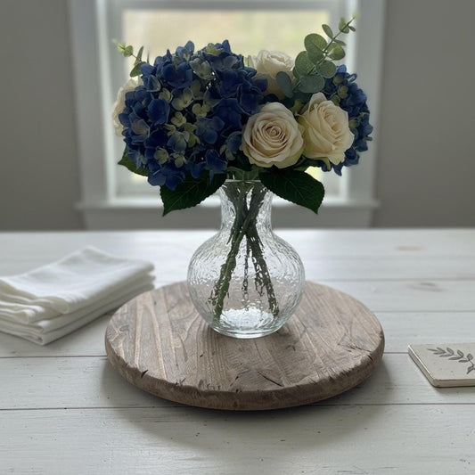 Handmade Distressed Wood Countertop Tray, Round Rustic Wood Tray, Rustic Plant Stand (16x9.25x1.5), Rustic Home Decor, Housewarming gift