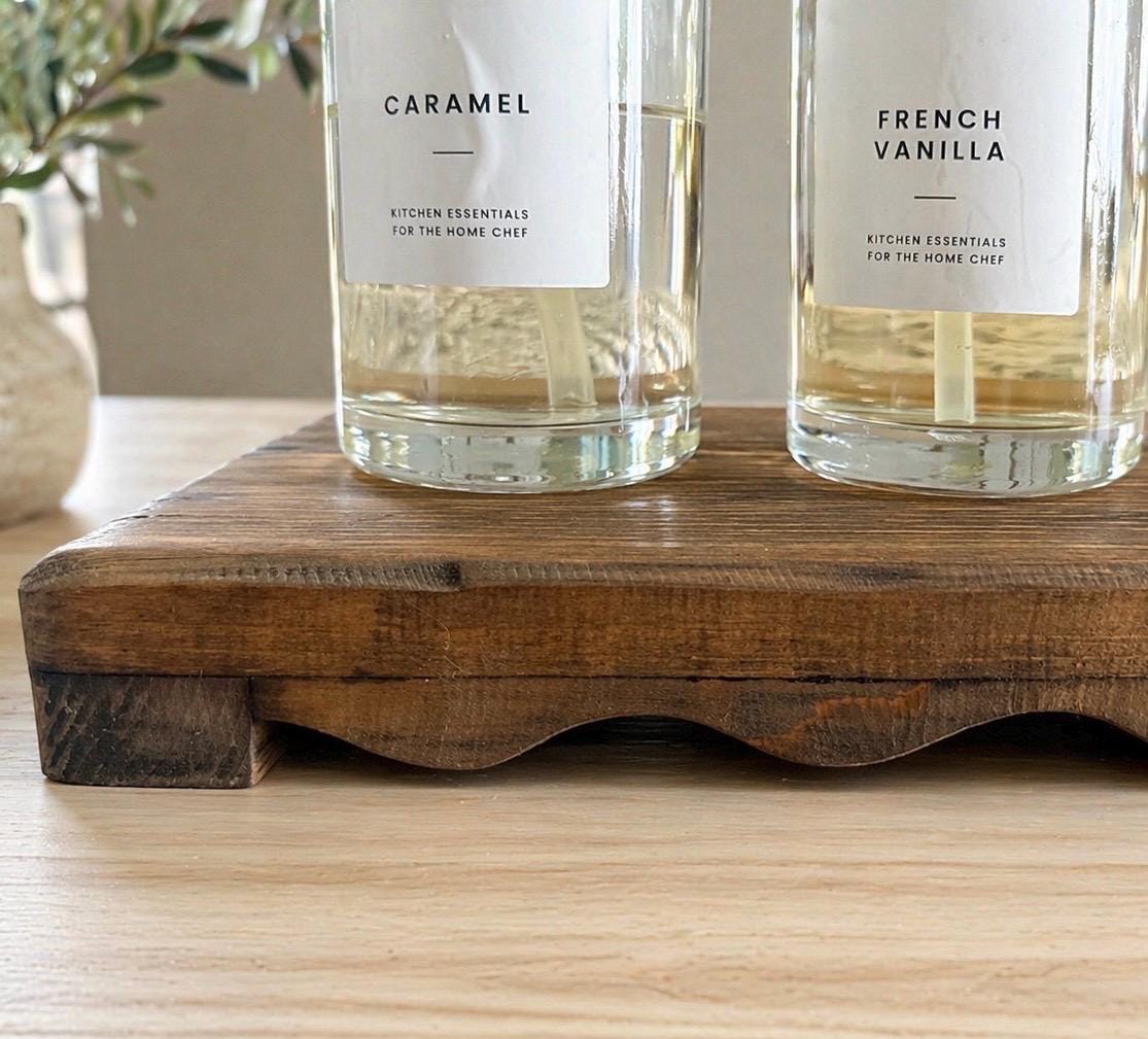 Countertop tray with scallop edge, rustic trivet riser, scallop trim stand, plant stand, kitchen tray, distressed scallop bathroom tray