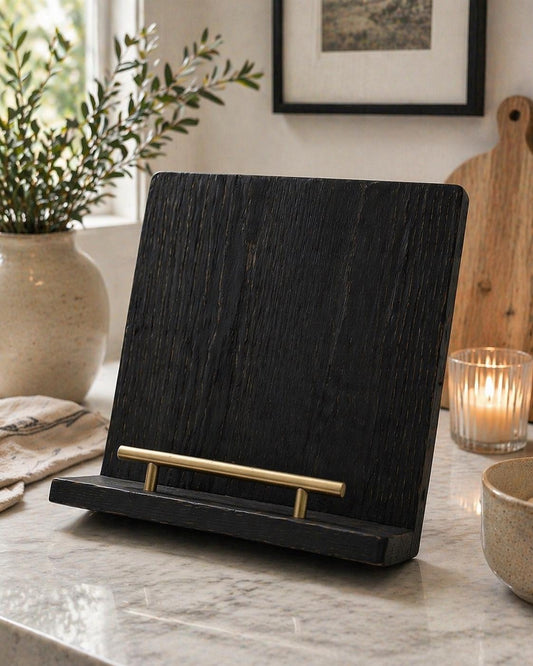 Rustic Distressed Pine Cookbook Stand, Farmhouse Kitchen Decor