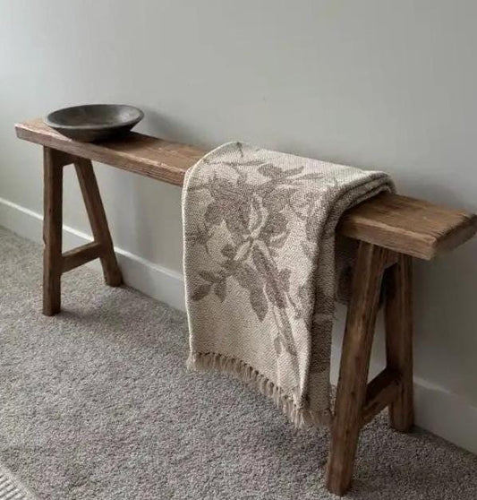Rustic Distressed Skinny Bench | Primitive Farmhouse Narrow Entryway Bench | Handmade Wooden Noodle Bench | Bench for end of bed