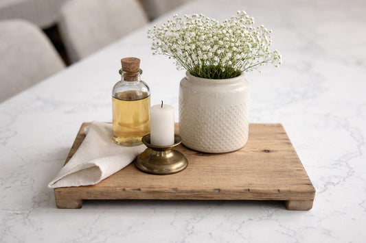 Countertop tray, Rustic wood trivet riser, Handmade distressed riser, Kitchen island decorative tray, housewarming gift, farmhouse decor