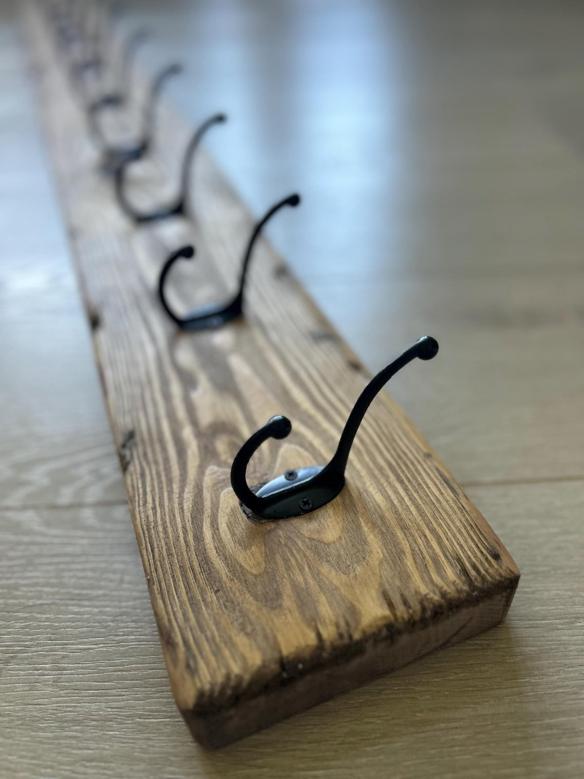 Rustic Wood Coat Rack with Hooks | Farmhouse Wall Hook Rack | Entryway Organizer | Distressed Pine Coat Rack | Mudroom Wall Hooks | Handmade