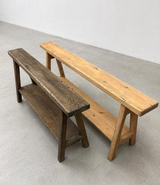 Vintage Inspired Skinny Bench, bench with shoe storage, Weathered Wood Rustic Bench, Home Decor, Primitive Antique Bench, bench with shelf