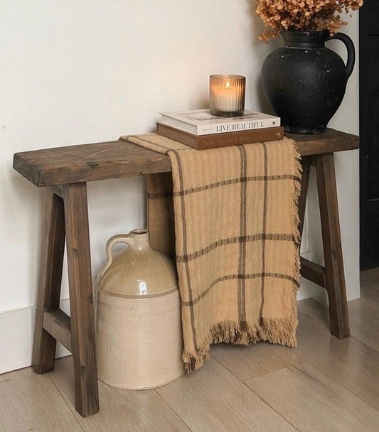 Narrow accent bench, Distressed wood bench, Noodle bench, Vintage inspired bench, Entryway bench, Decorative bench