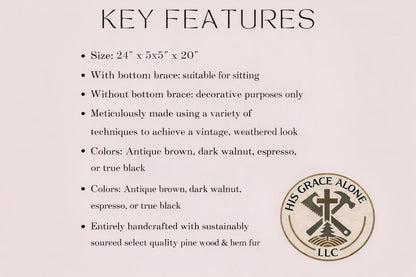 Wood side table, Rustic skinny bench, Slim rustic bench, Distressed narrow stool, Bench for small spaces, Handcrafted pine skinny bench, 24"