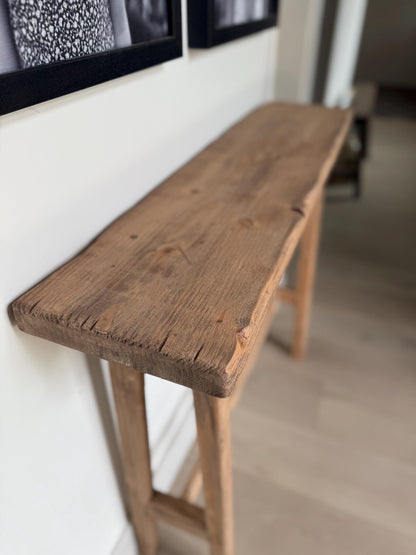 Scalloped narrow console table