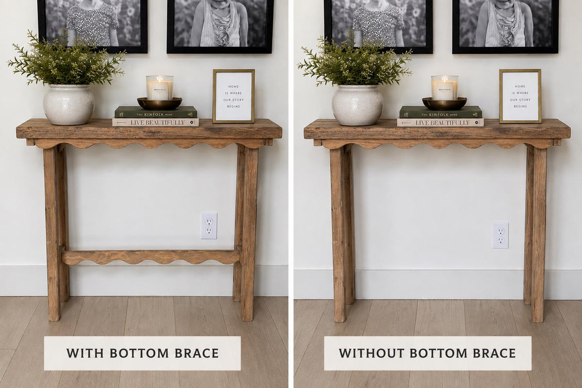 Scalloped narrow console table