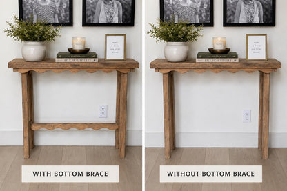 Scalloped narrow console table